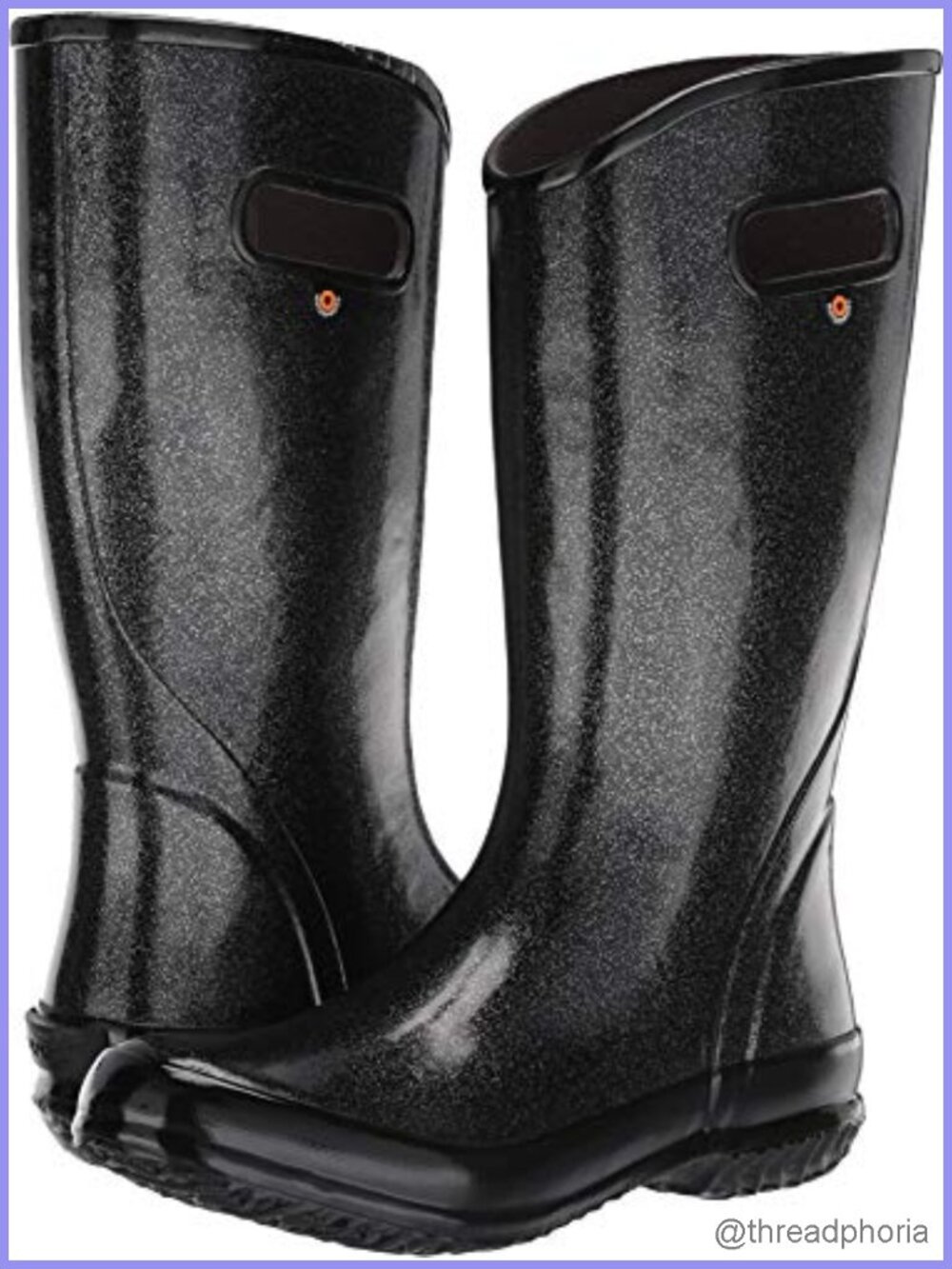 Waterproof Rubber Knee-High Rain Boots Glitter Pull-On